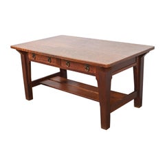 Stickley Brothers Retro Mission Oak Arts & Crafts Desk or Library Table