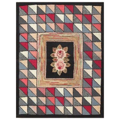 Artistic Antique American Hooked Area Rug 3'2" x 4'2"
