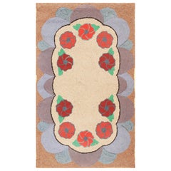 Tapis crocheté américain ancien à fleurs douces et pastel 2'4" x 3'9"