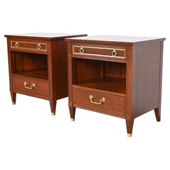 Used Kindel Furniture French Regency Louis XVI Cherry and Brass Nightstands, Pair