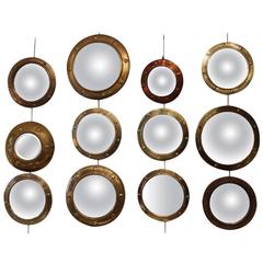 Vintage Great Set of 12 Porthole Convex Mirrors