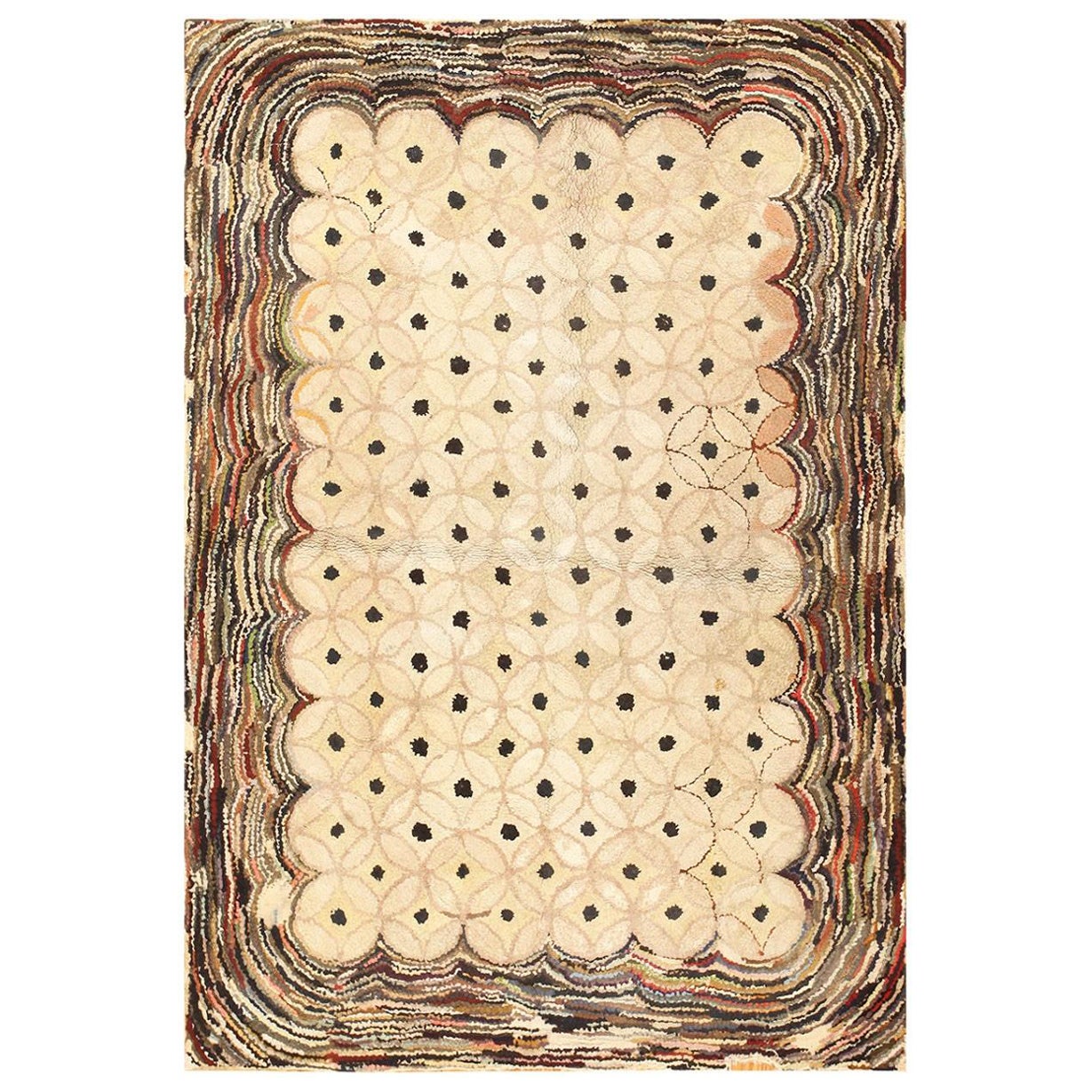 Petit tapis américain ancien à capuche 4'2" x 6'