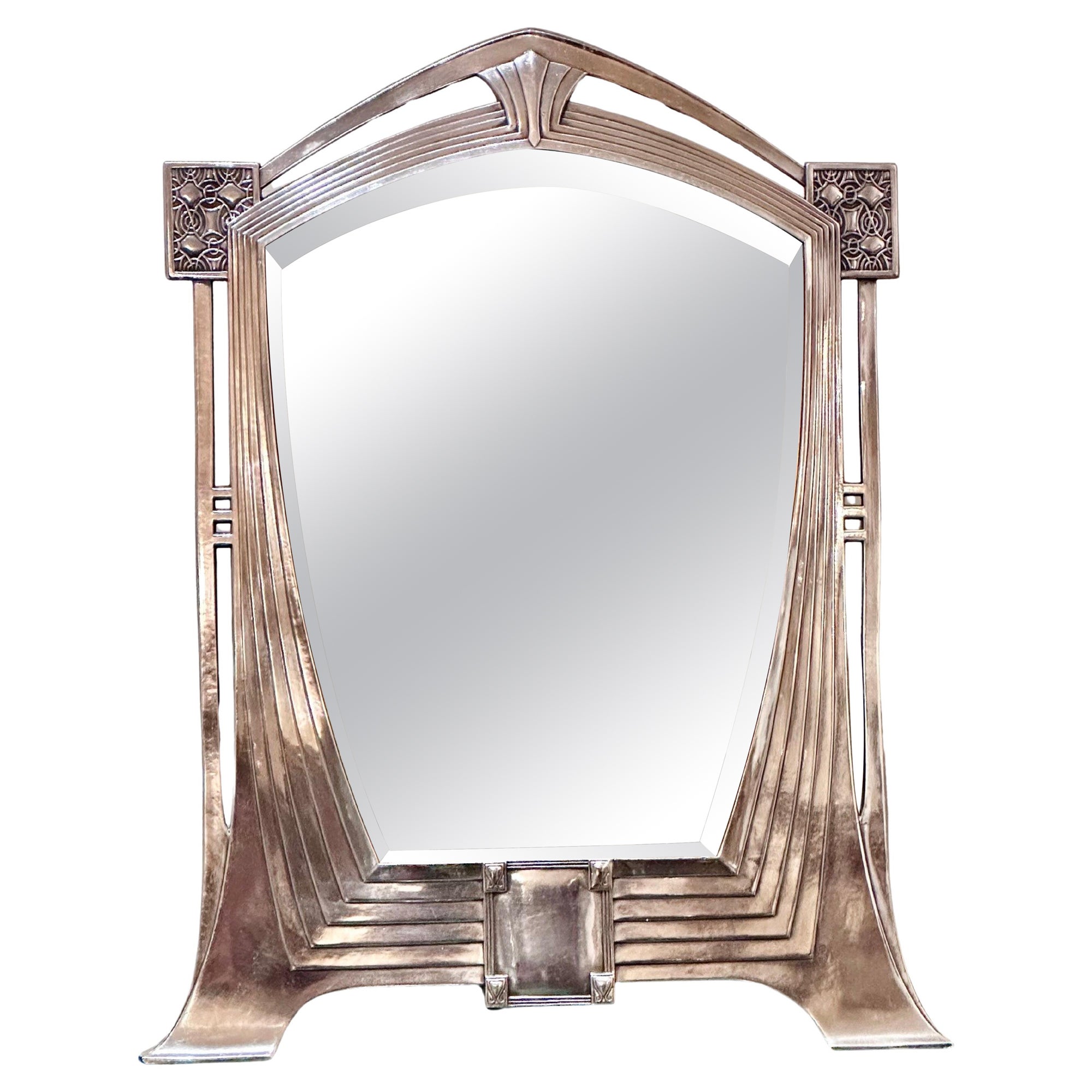 Miroir de table Art Déco/Art Nouveau WMF en métal argenté en vente