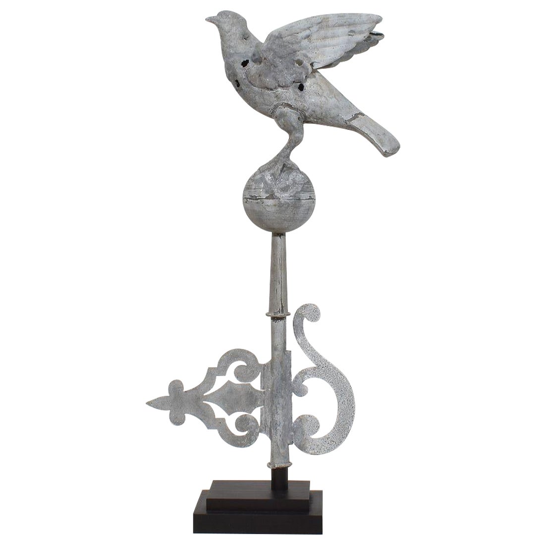 French 19th Century Zinc Roof Finial with a Dove
