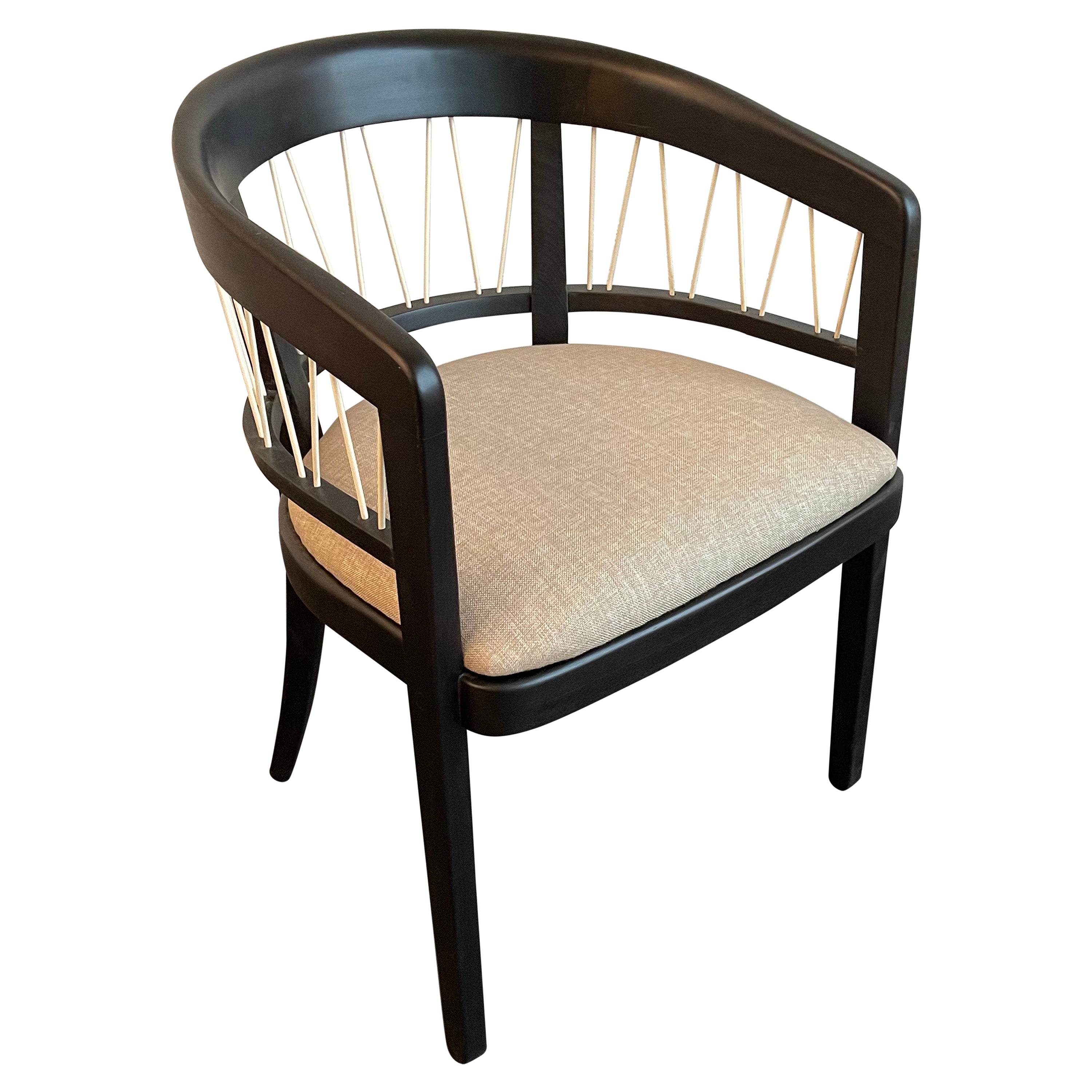 Mid-Century Lacquered Walnut Barrel Chair By Edward Wormley For Drexel