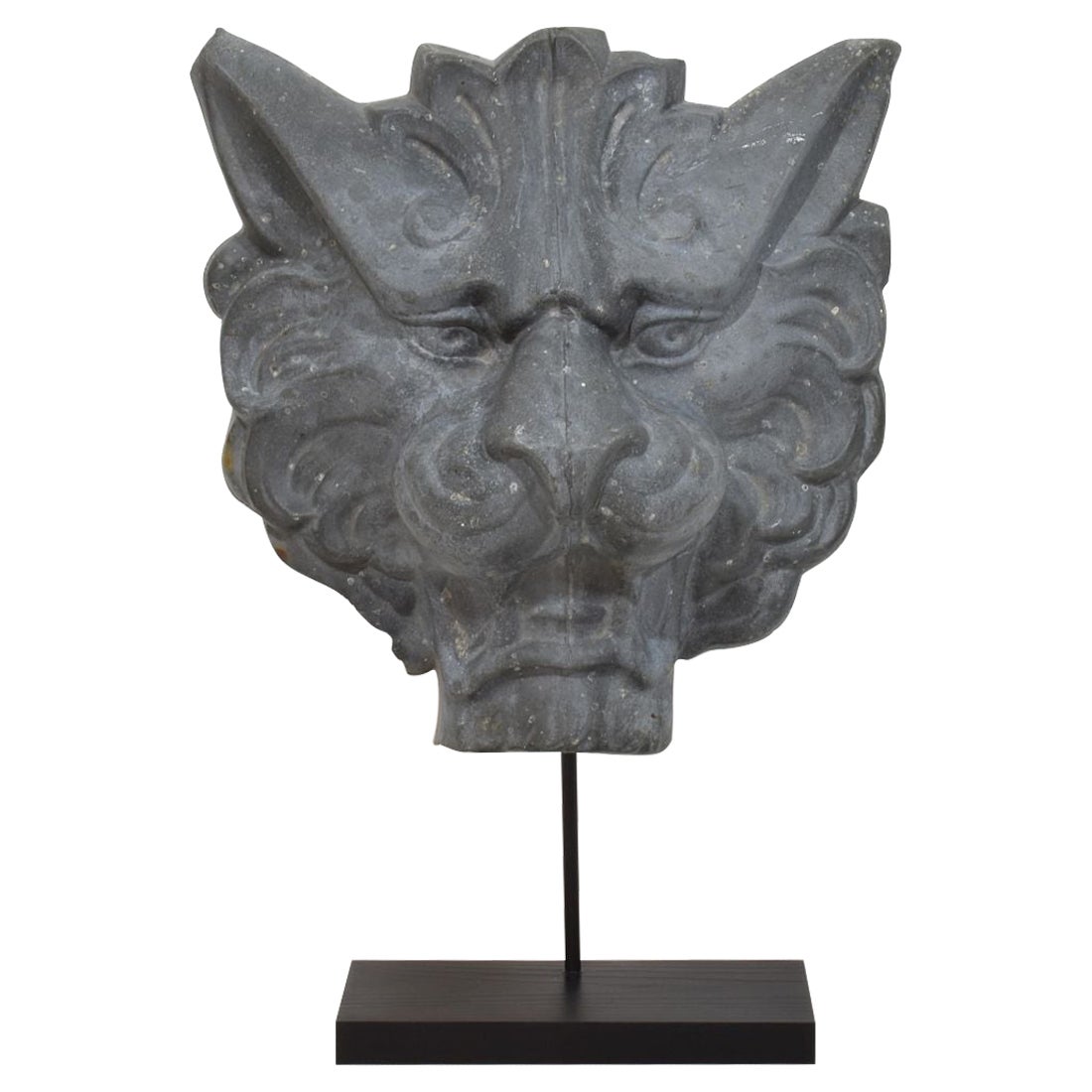 19th Century, French Zinc Lion Head Fragment