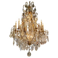 Antique 19th Century French Baccarat Manner Crystal and Gilt Bronze Chandelier
