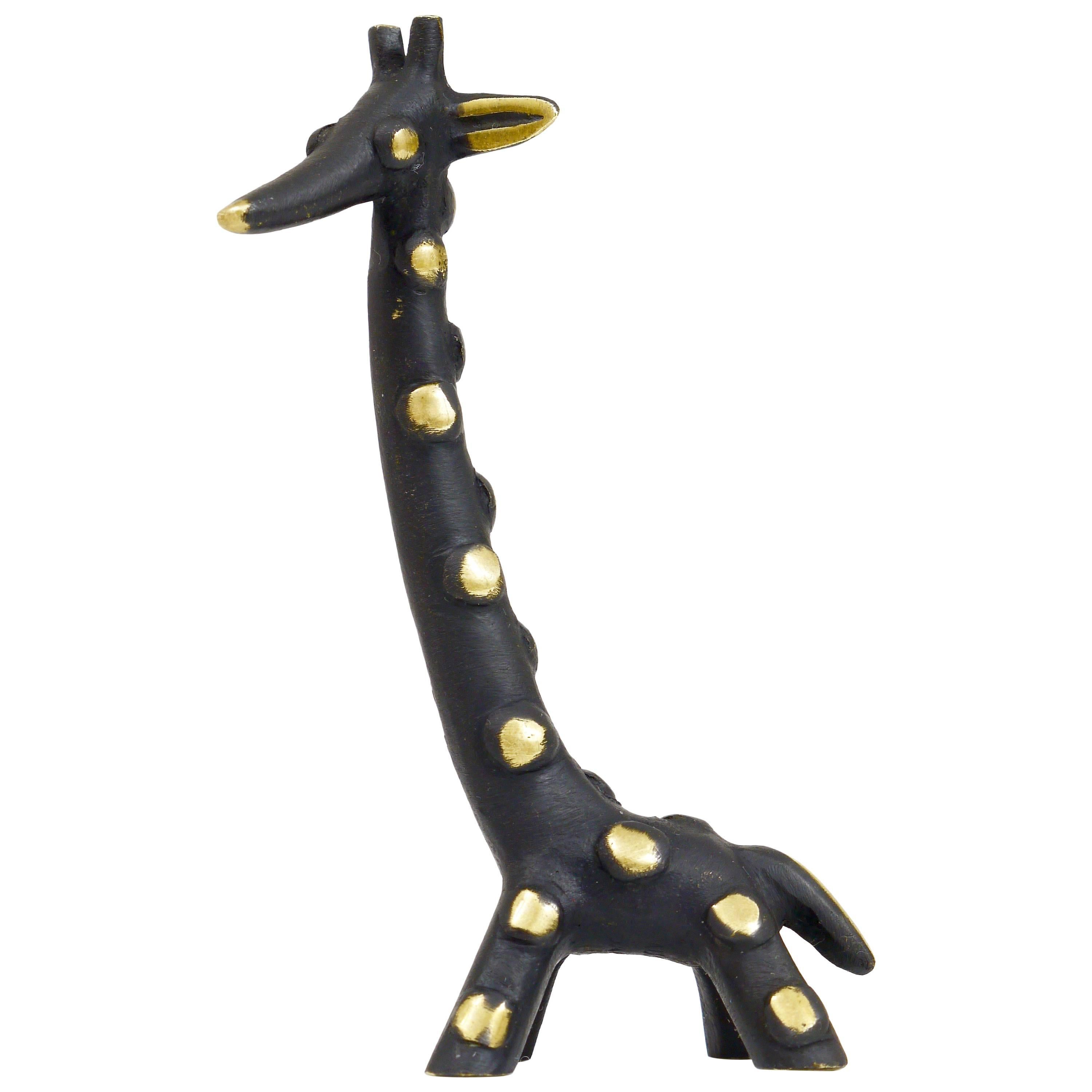 Walter Bosse Brass Giraffe Sculpture Figurine, Herta Baller, Austria, 1950s 