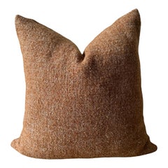 Custom Wool and Linen Pillow with Insert Rusty Brown 22x22