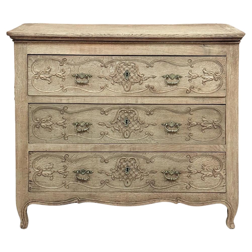 Antique Country French Louis XIV Commode in Stripped Oak