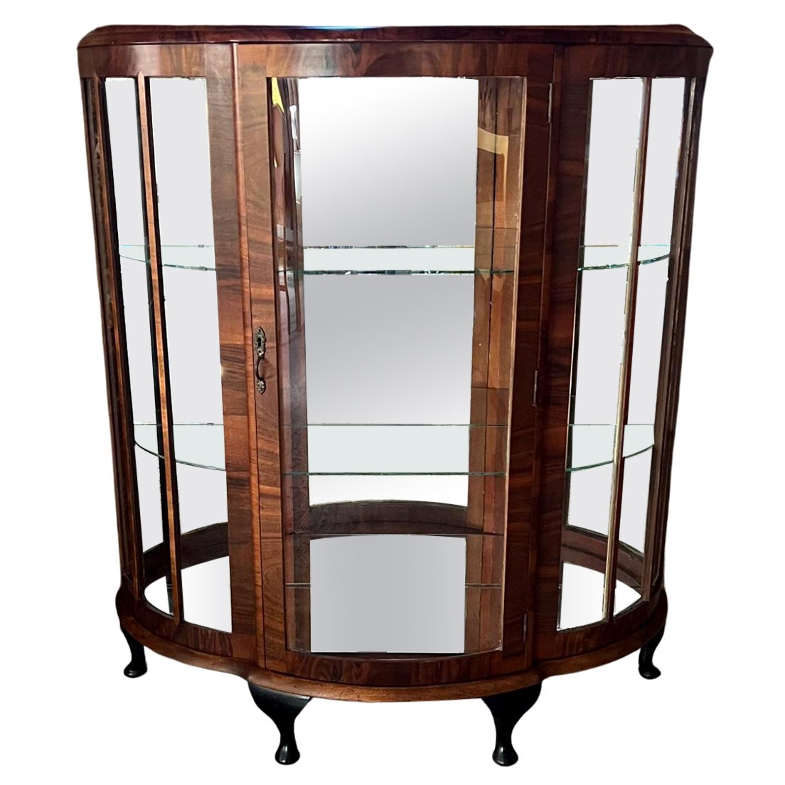 1900s European Art Deco Vitrine Display Cabinet Exotic Wood