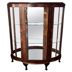 Antique 1900s European Art Deco Vitrine Display Cabinet Exotic Wood