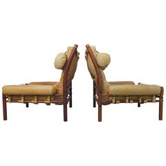 Arne Norell "Inca" Easy Chairs in Light Brown Leather