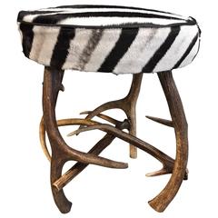 Antler Stool with Zebra Skin 2