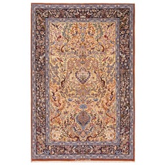 Mitte des 20. Jahrhunderts Persische Seide & Wolle Isfahan Teppich