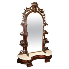 19th Century Rosewood Figural Etagere Pier Mirror Attr Mitchell & Rammelsberg