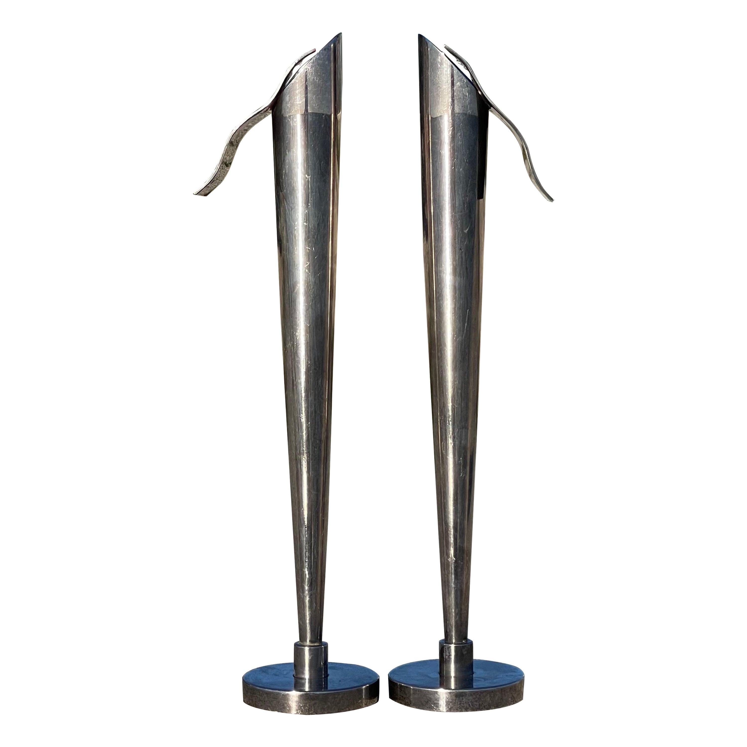 Paire de chandeliers postmodernes en métal argenté Christophe Pillet pour Algorithme en vente
