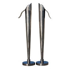 Paire de chandeliers postmodernes en métal argenté Christophe Pillet pour Algorithme