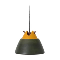 1960's Cari Zalloni for Steuler-Keramik Yellow and Green Ceramic Ceiling Pendant