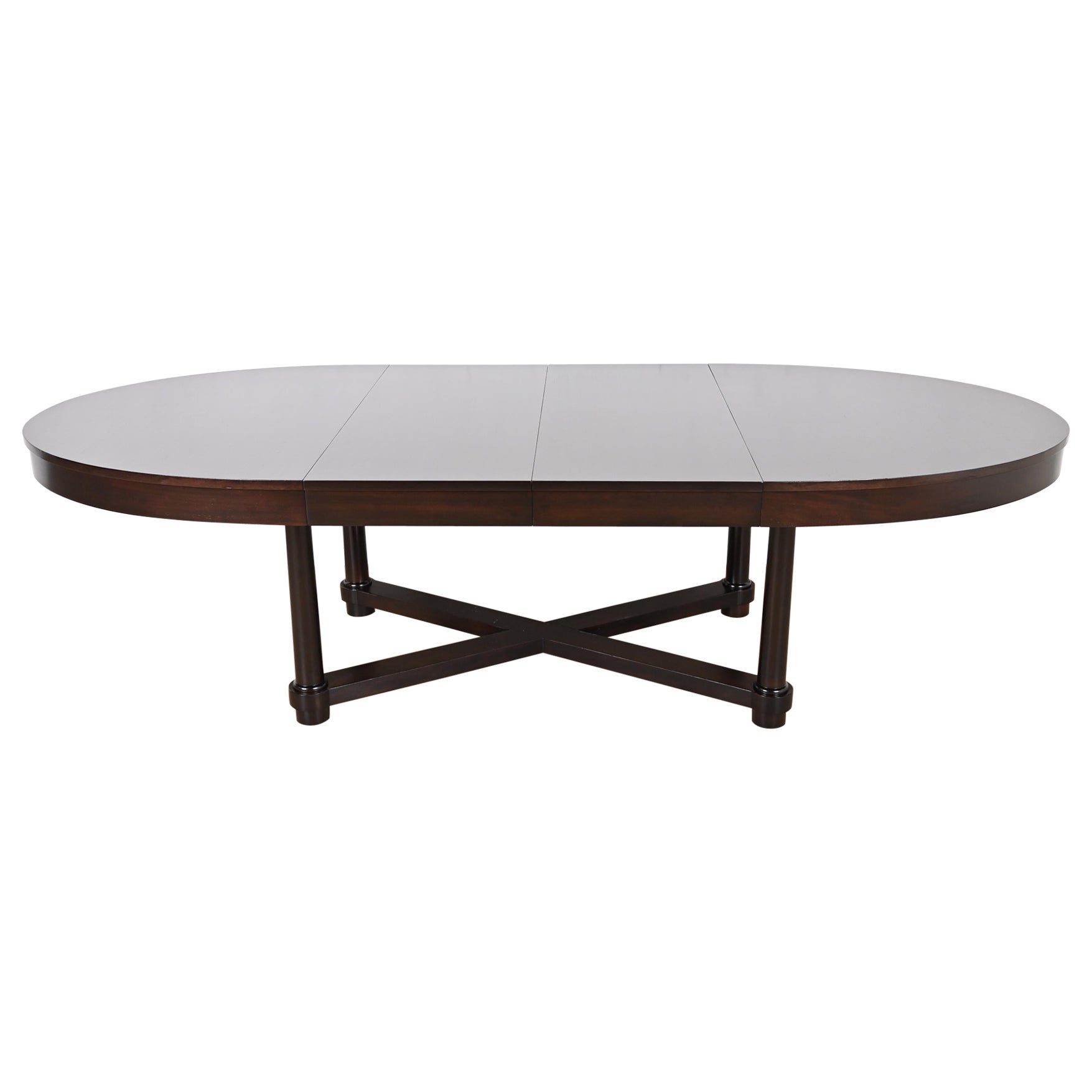 Barbara Barry for Baker Modern Neoclassical Mahogany Dining Table, Refinished For Sale