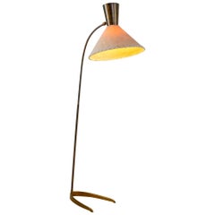 Brass Floor Lamp with Diabolo Hood, Austria, 1950s
