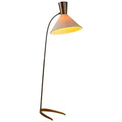 Brass Floor Lamp with Diabolo Hood, Austria, 1950s 3