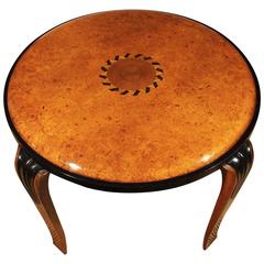 Art Deco Round Sidetable with Marquetry