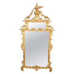 Used English Grand Phoenix Chippendale Style Mirror Gold Baroque Rococo 80"
