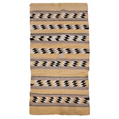 Vintage American Navajo Rug in Chinle Pattern in Cornmeal, Black, Ivory, Gray