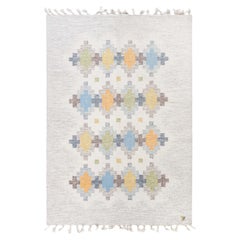 Vintage Swedish Flat Woven Rug by Erik Lundberg