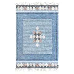 Schwedischer flacher gewebter Vintage-Teppich von Ingegerd Silow