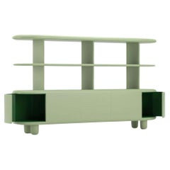 Modern Green & Light Green Wood Sideboard 4 Doors + Drawers by Jaime Hayon