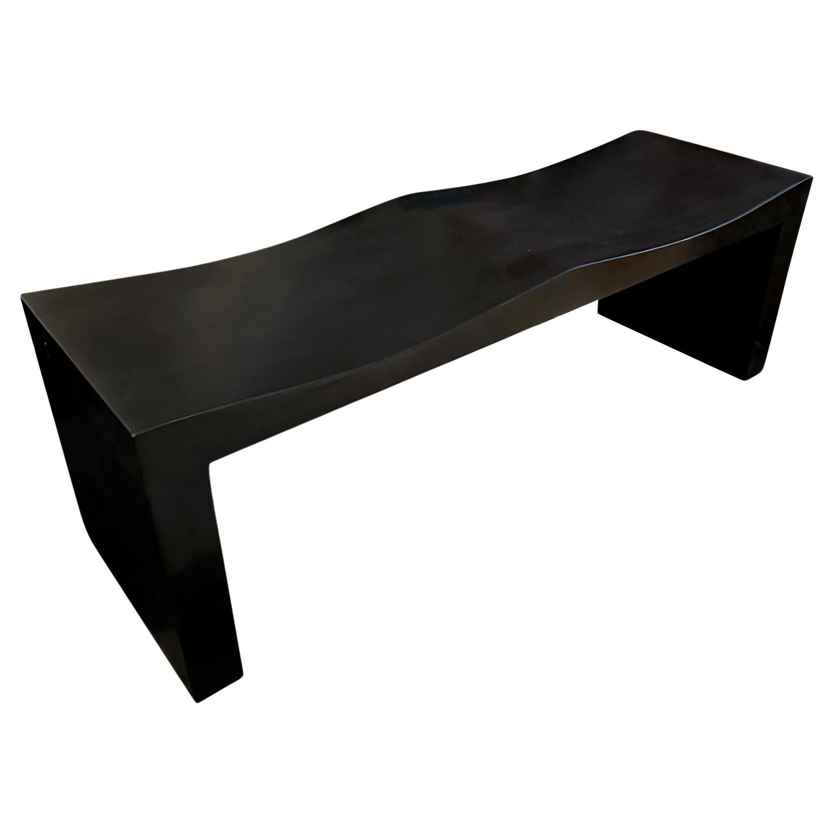 Andrianna Shamaris Charred Teak Wood Wave Bench For Sale