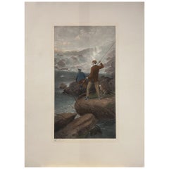 Italian Contemporary Hand Painted Landscape Print Fishing by George Earl 2 of 2