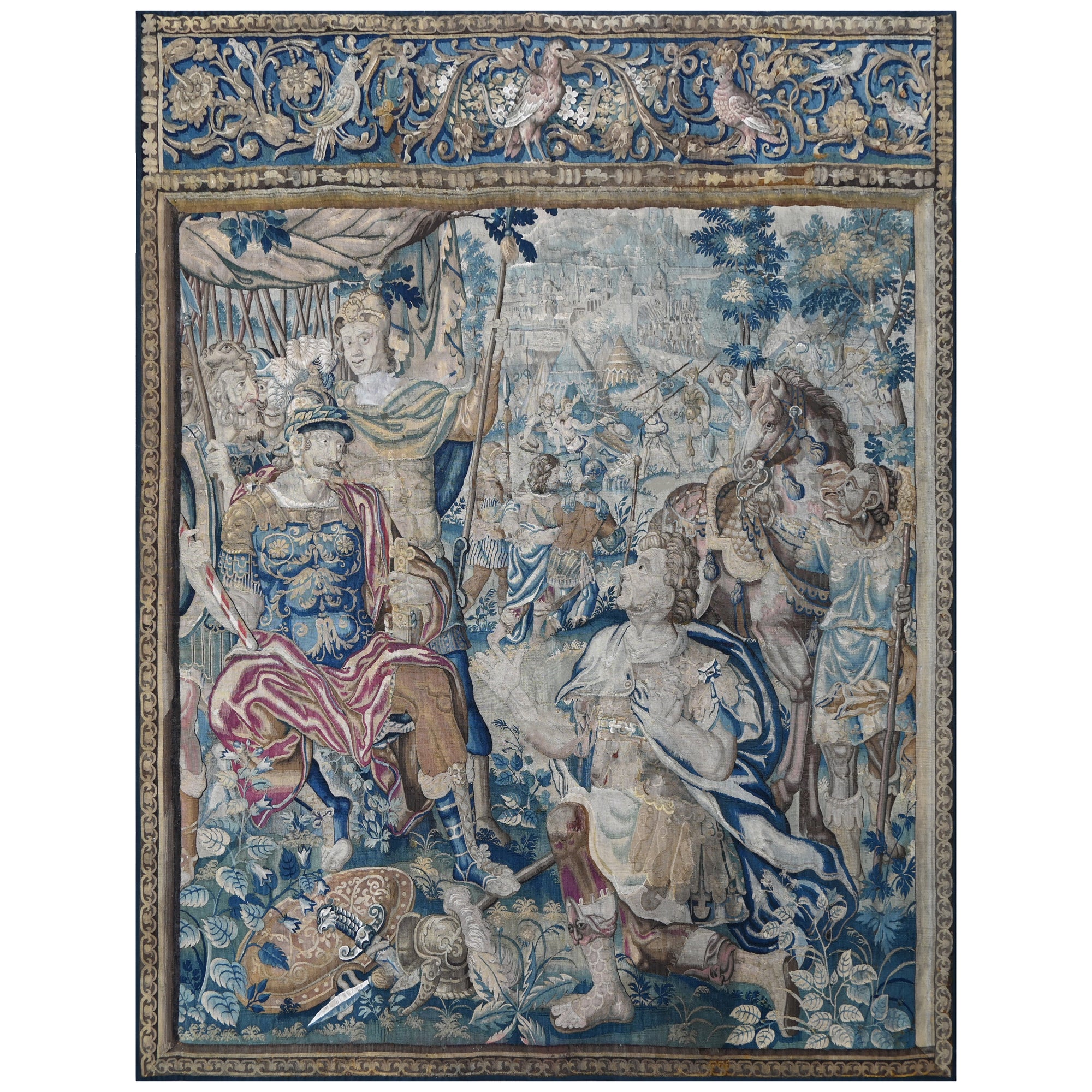 Wandteppich aus Brüsseler Manufaktur - Mitte 17. Jahrhundert - L2m40xh2m80 - N° 1375 im Angebot