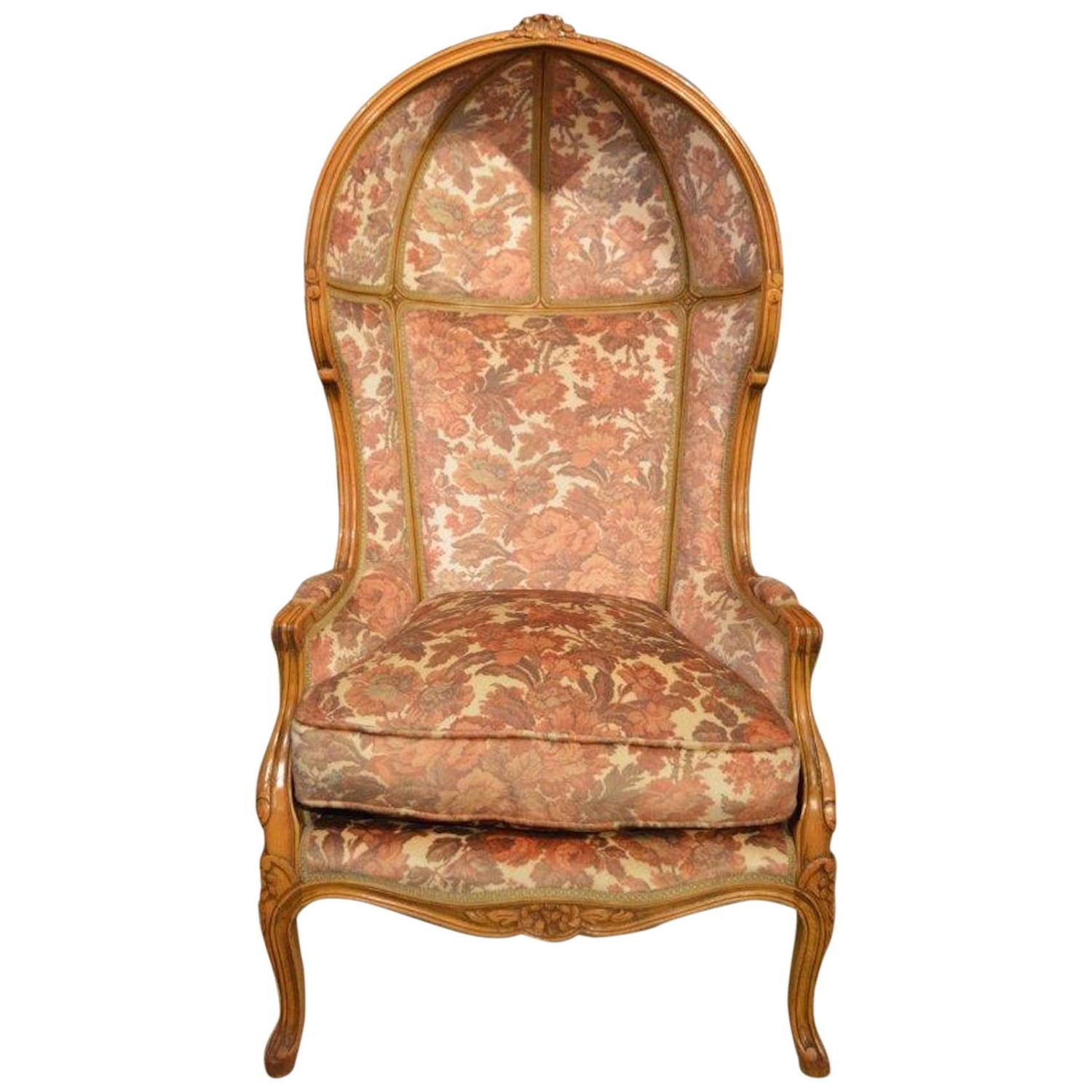 Walnut French Antique Hooded Porters Chair at 1stdibs