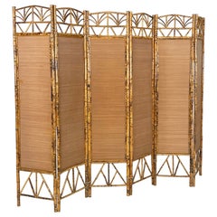 Italian mid-century modern Screen in bamboo and rattan, 1950s