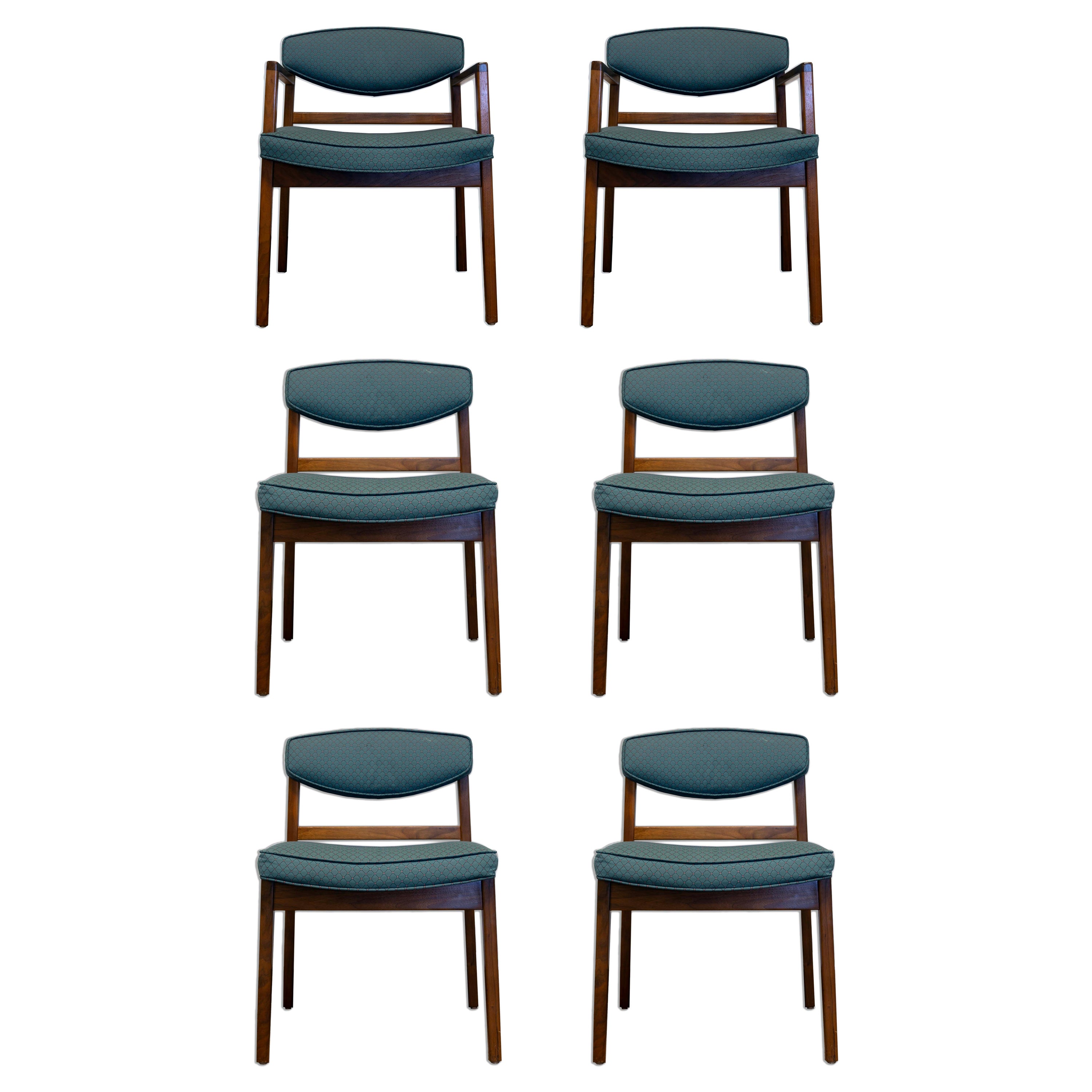 Set of 6 George Nelson for Herman Miller Mid Century Modern Walnut Chairs For Sale