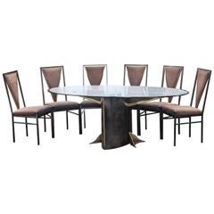 Set of Bicolor Dining Table and Six Chairs Attributed to Maison Jansen