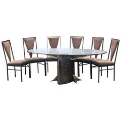 Set of Bicolor Dining Table and Six Chairs Attributed to Maison Jansen 9