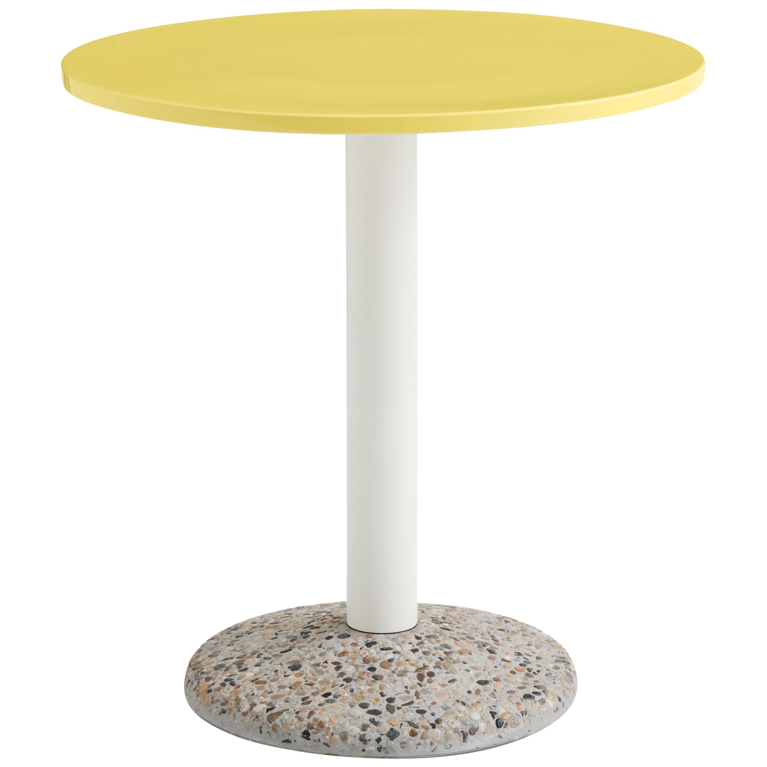 Ceramic Table Ø70, Outdoor-Bright Yellow Porcelain-by Muller Van Severen for Hay