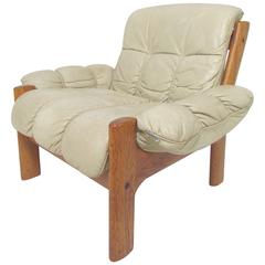 Skandinavisch-moderner Loungesessel aus Teakholz und Leder von Ekornes