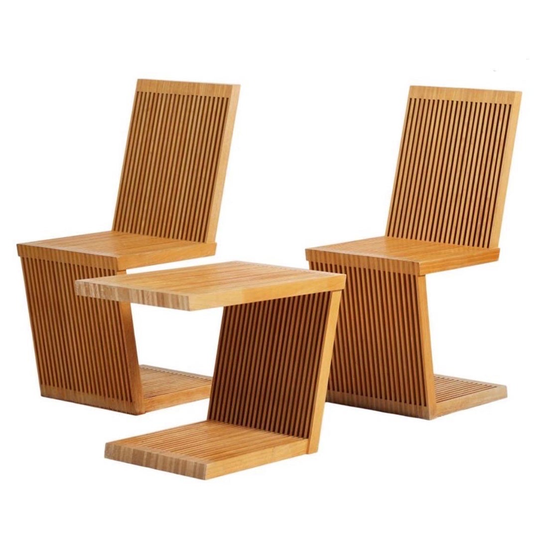 Alwy Visschedyk : Paire de chaises et table