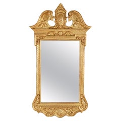 Vintage French Louis XIV Style Giltwood Wall Mirror with Broken Arch Pediment