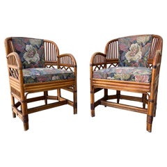 Pareja de sillones de ratán estilo pabellón Brighton de Chinoiserie. Alrededor de 1960