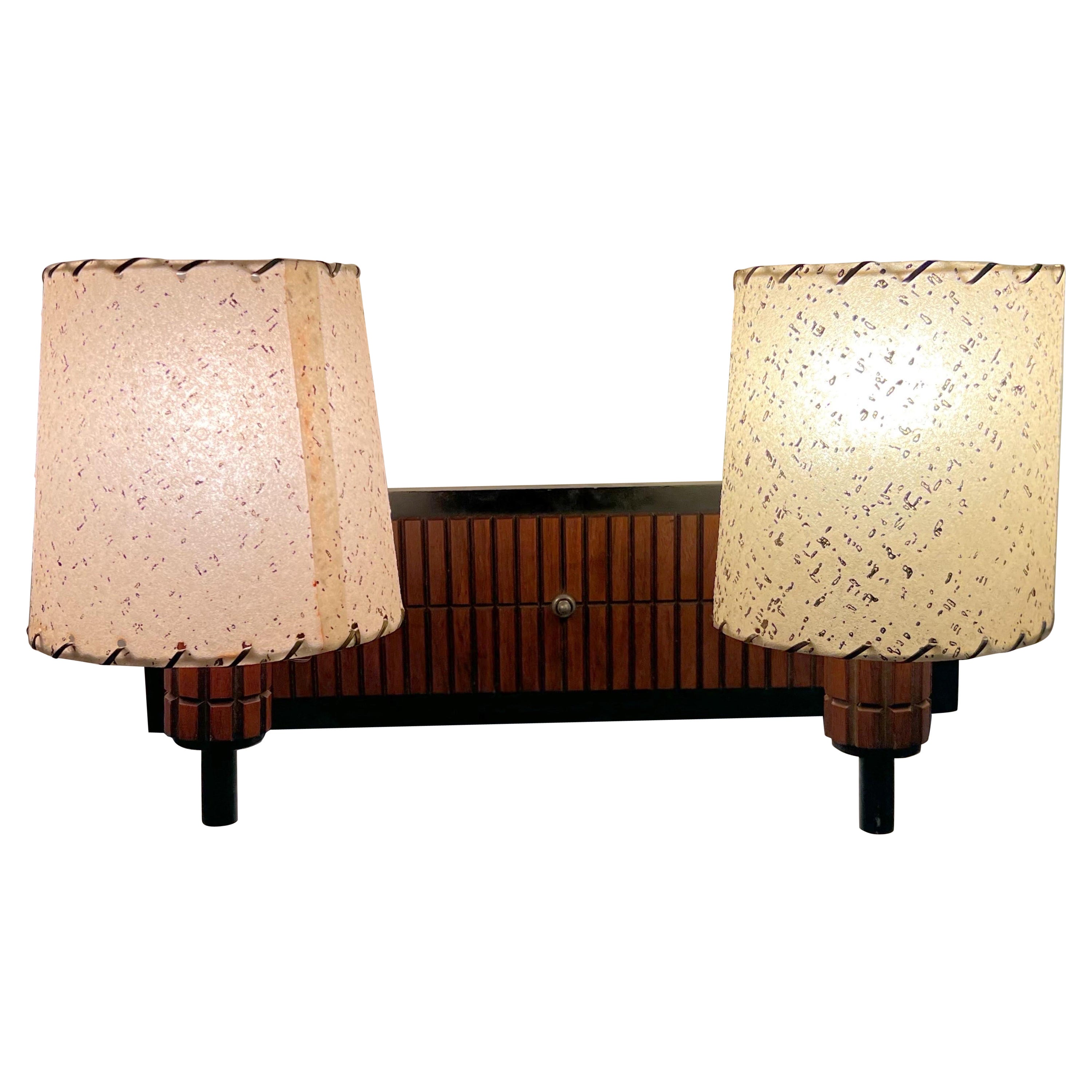 Walnut Mid-Century Danish Modern Gruvewood Wall Light For Sale