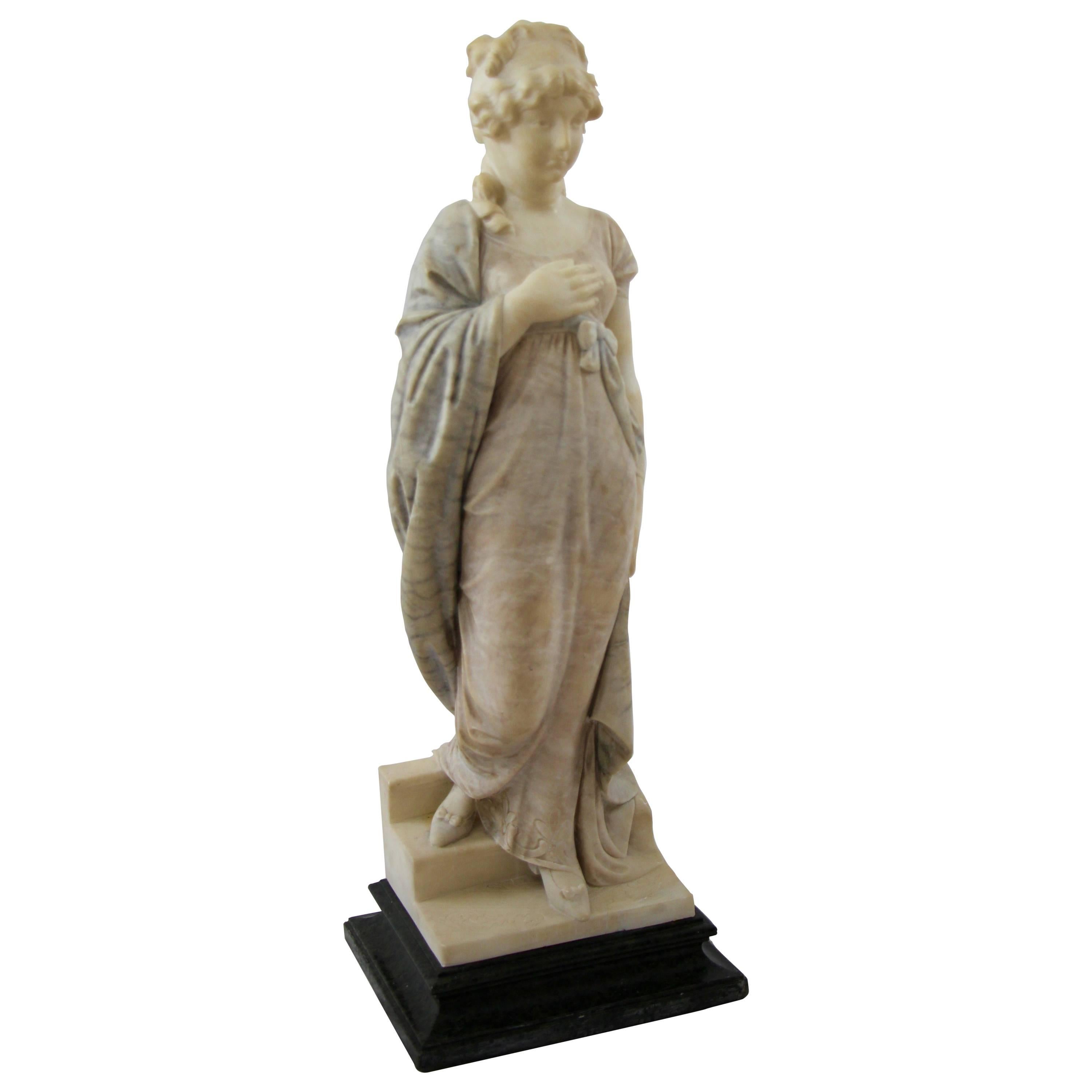 Alabaster Sculpture by Adolfo Cipriani of Queen Louise of Prussia For Sale