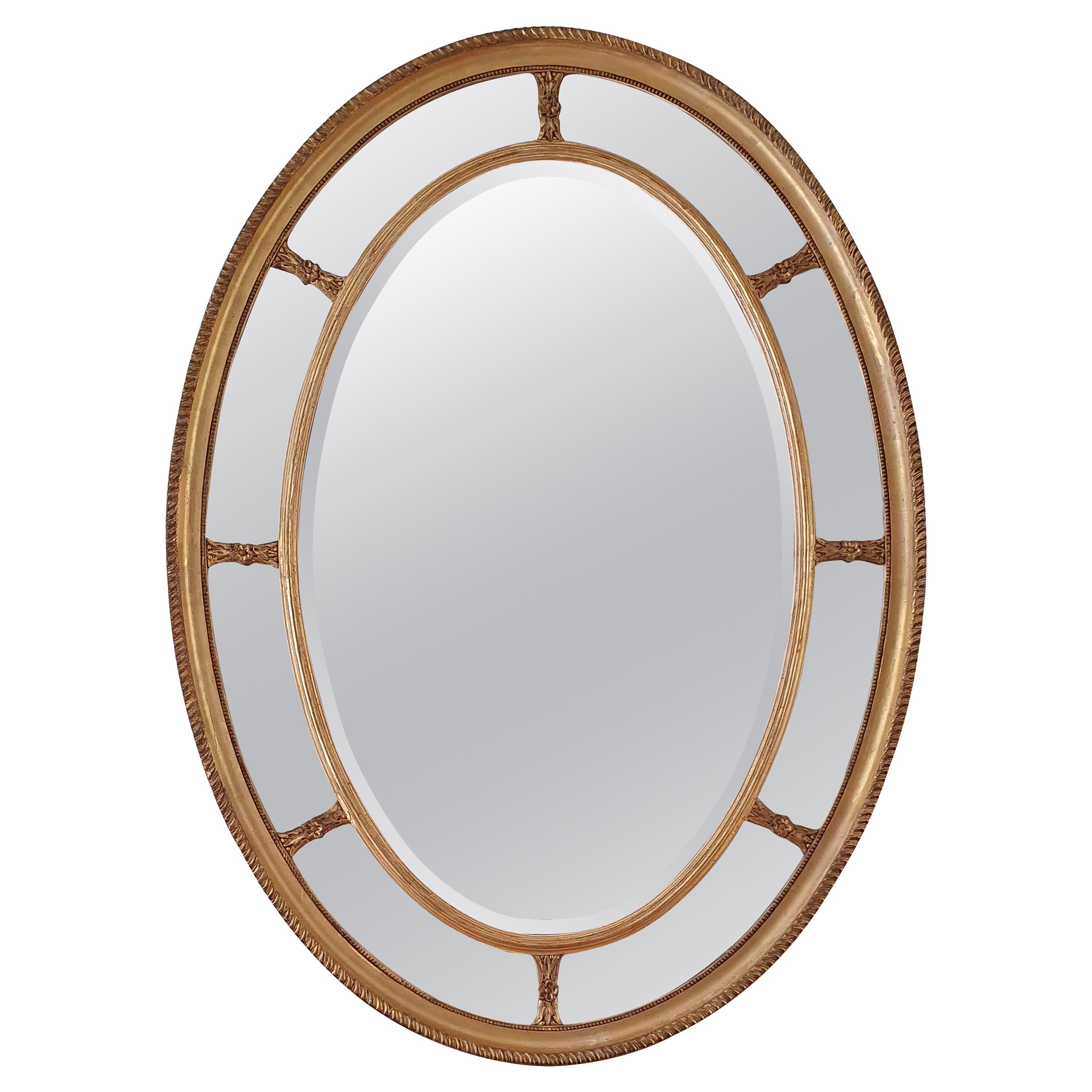 19th century English Adam Style Oval Mirror