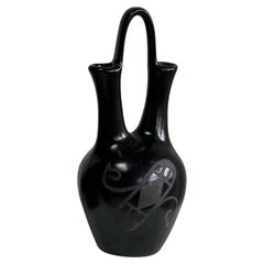 Used Native American Black Etched Wedding Vase