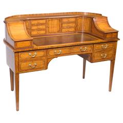 Antique Satinwood Carlton House Writing Desk, circa 1880